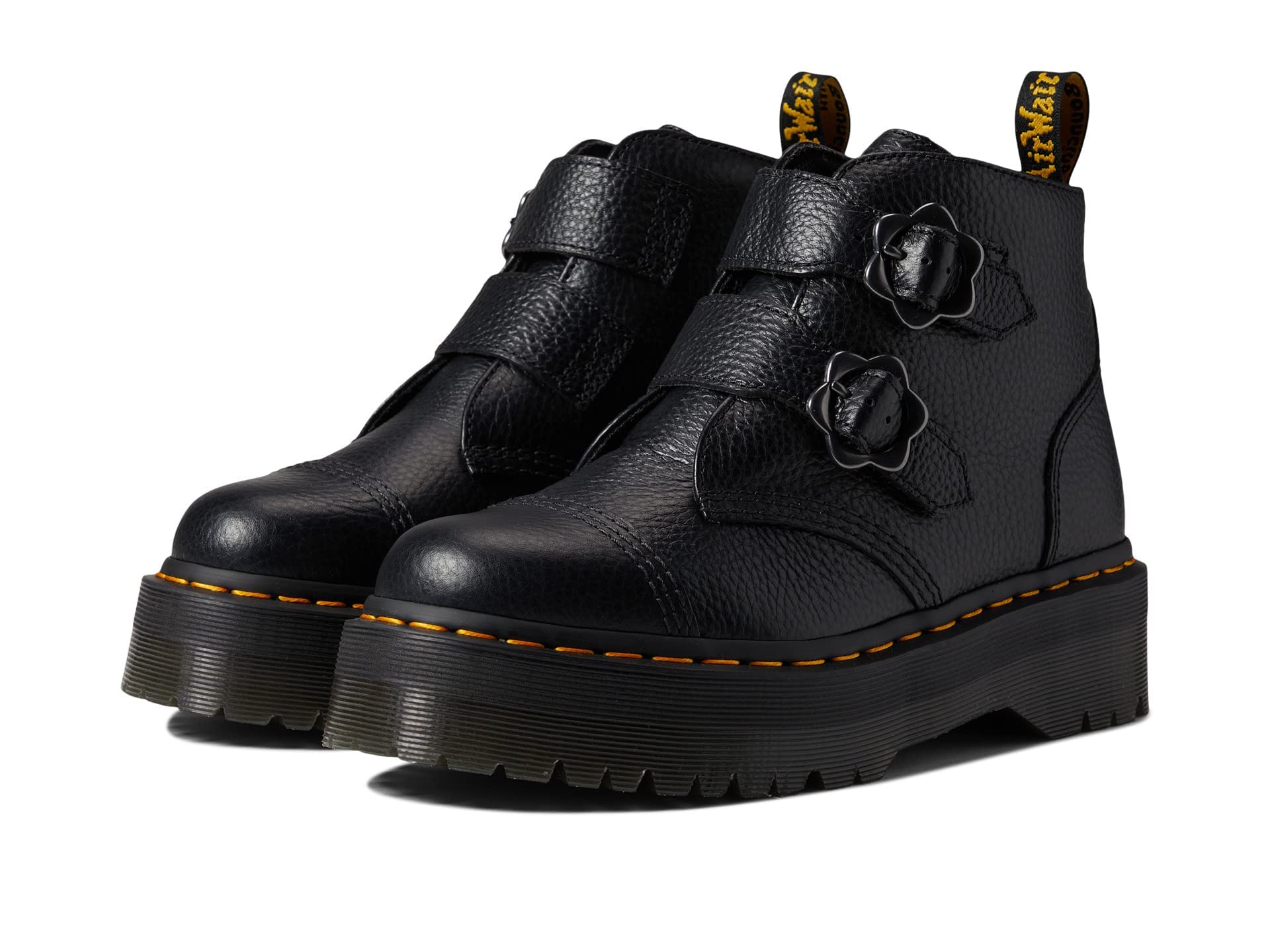 Amazon.com | Dr. Martens Devon Flower Boot, Black Milled Nappa, 6